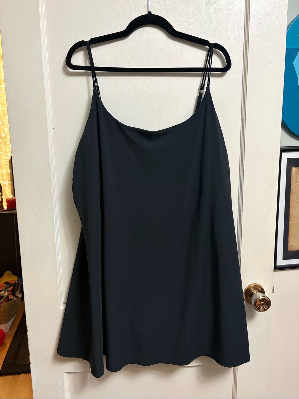 Abercrombie & Fitch Black Athletic Dress with Spaghetti Straps & Built in Shorts